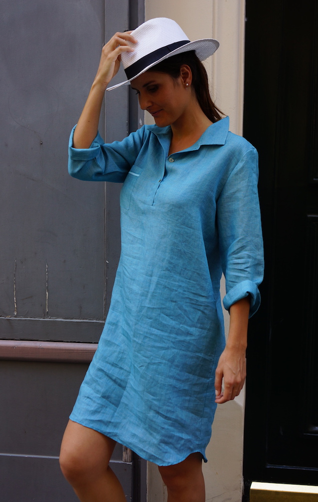 Clara robe lin bleu prusse rue 6:21