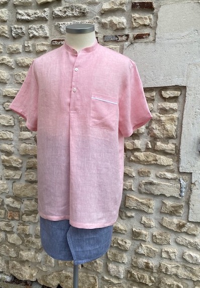 Vittorio Lin Gris Rose entier 7:24 Pyjashort lin